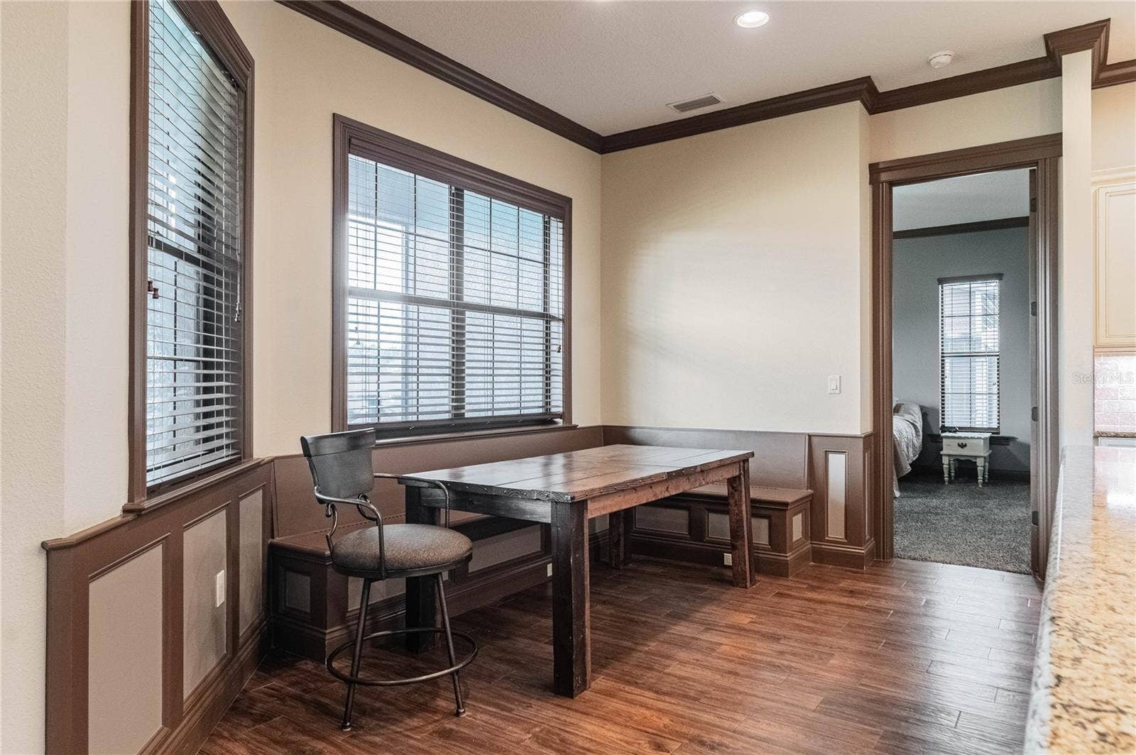 Dinette area with built in storage bench