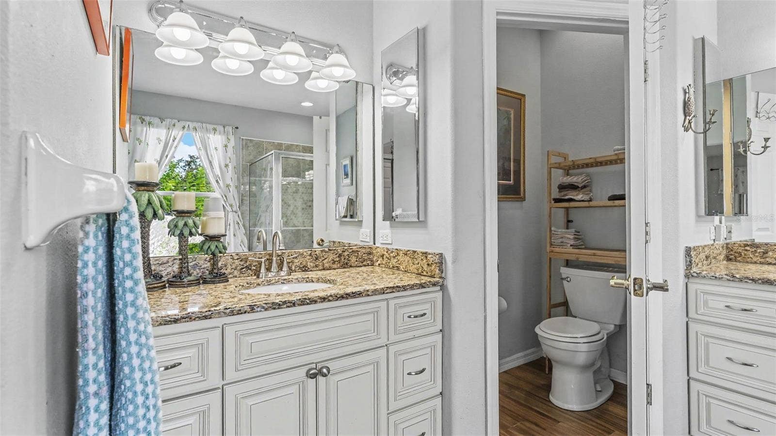 6626 ROYAL FOREST DR, Lakeland, FL 33811 Beautiful remodeled ensuite bathroom with soaking tub, walk-in shower, double vanities, and private toilet room