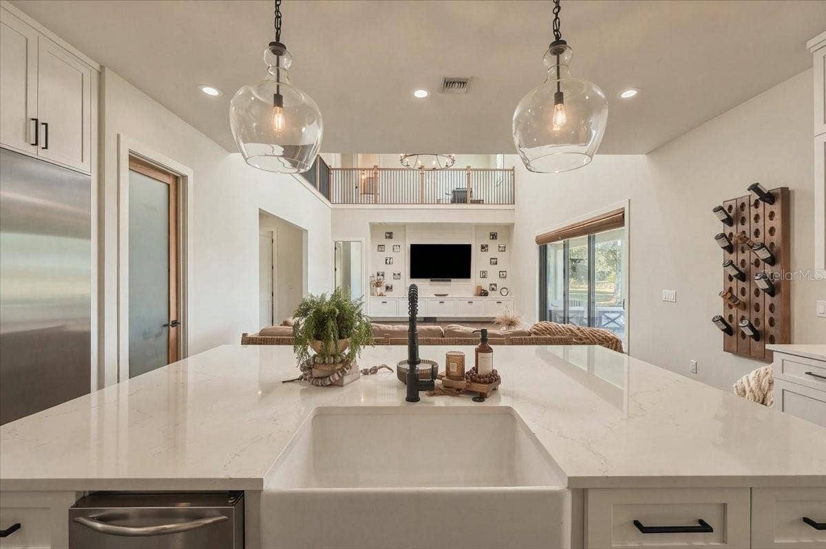 Kitchen Island Looking into Livingroom