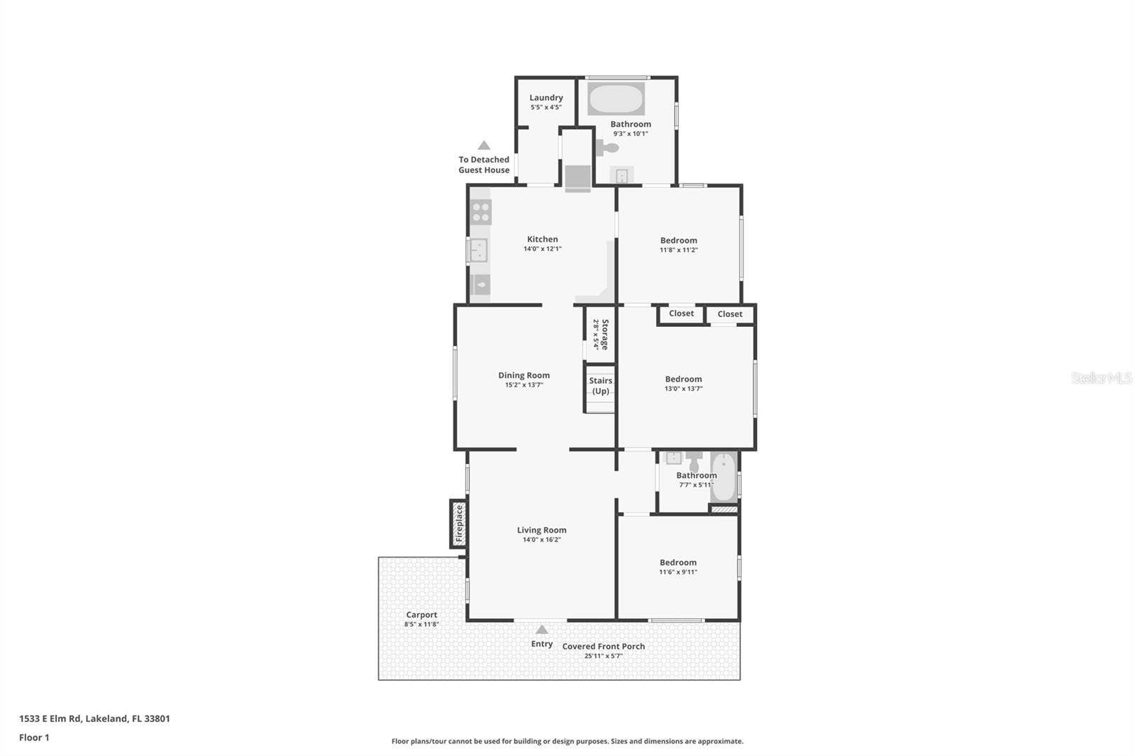 1533 E ELM ROAD, Lakeland, FL 33801 First Floor Floorplan