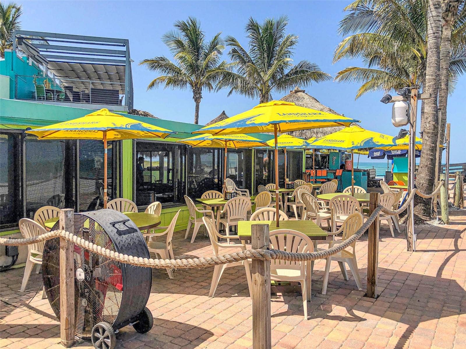 Sharky's beachside dining is a fun place for a casual meal listening to live music.