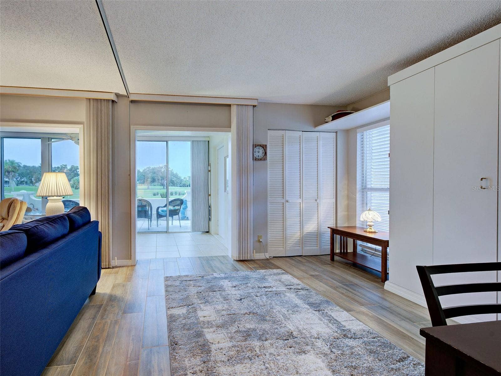 Living Room and flex space with a murphy bed.