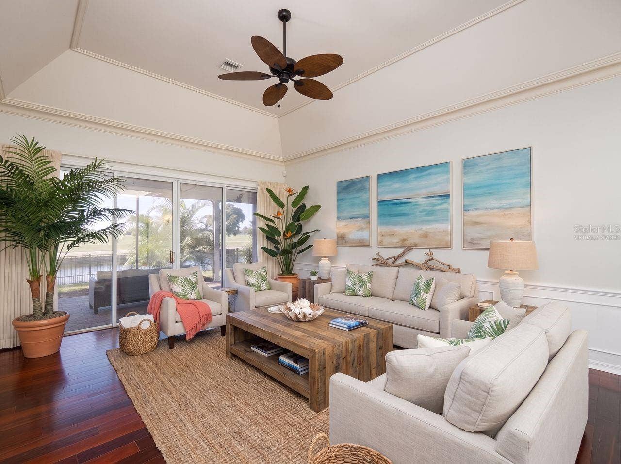 71 CAYMAN ISLES BOULEVARD, Englewood, FL 34223 Living room virtually staged
