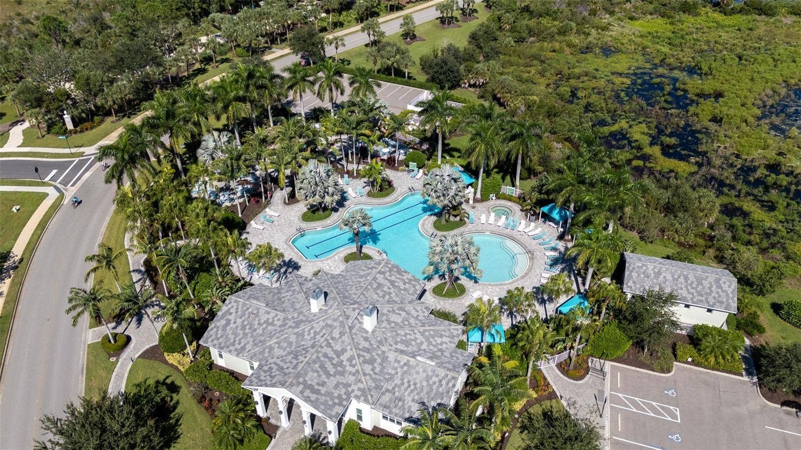 71 CAYMAN ISLES BOULEVARD, Englewood, FL 34223 aerial of resort pool