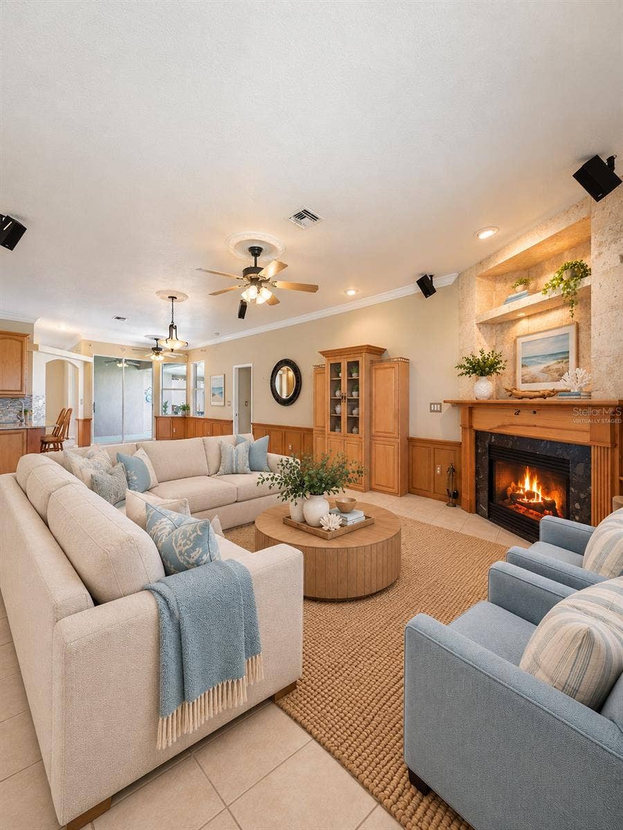 family room virtually staged