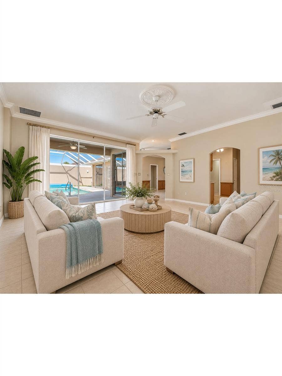 living room virtually staged