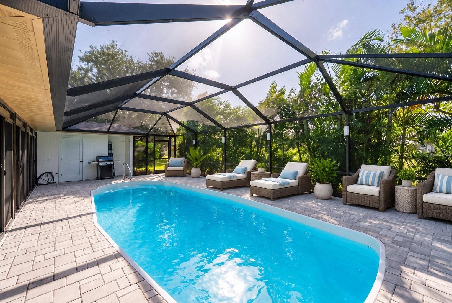 virtually staged pool area