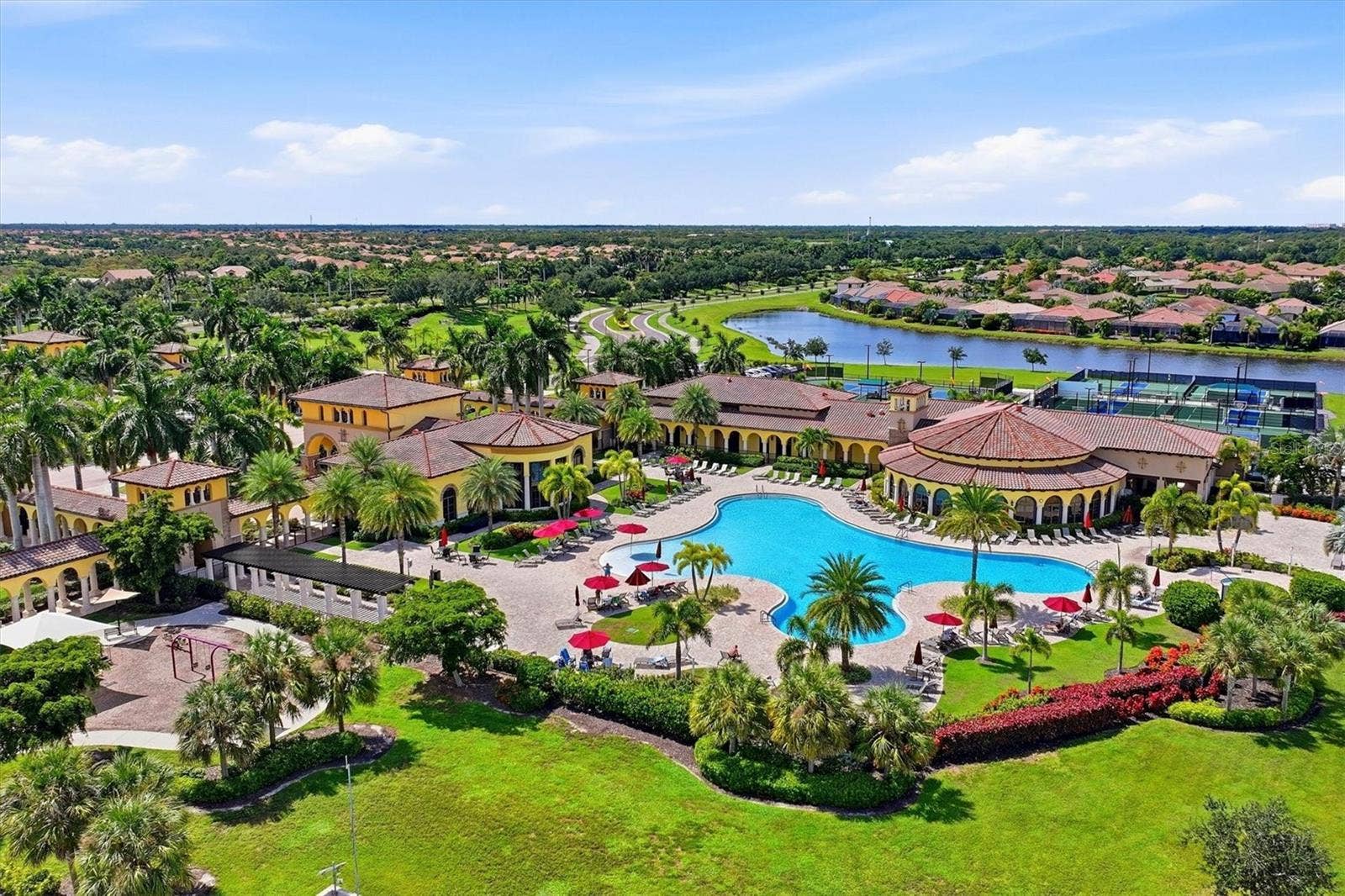 19946 BENISSIMO DRIVE, Venice, FL 34293 Aerial of Clubhouse-Heated Salt-Water Community Pool