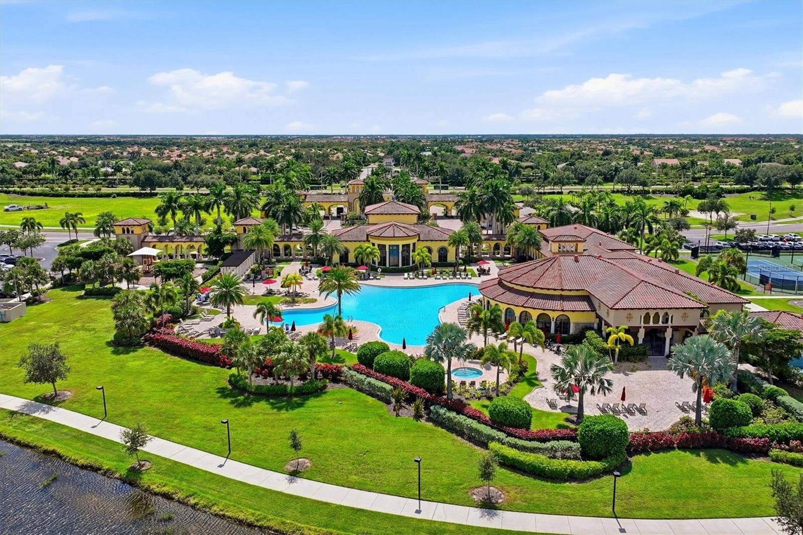 19946 BENISSIMO DRIVE, Venice, FL 34293 Aerial of Clubhouse-Heated Salt-Water Community Pool