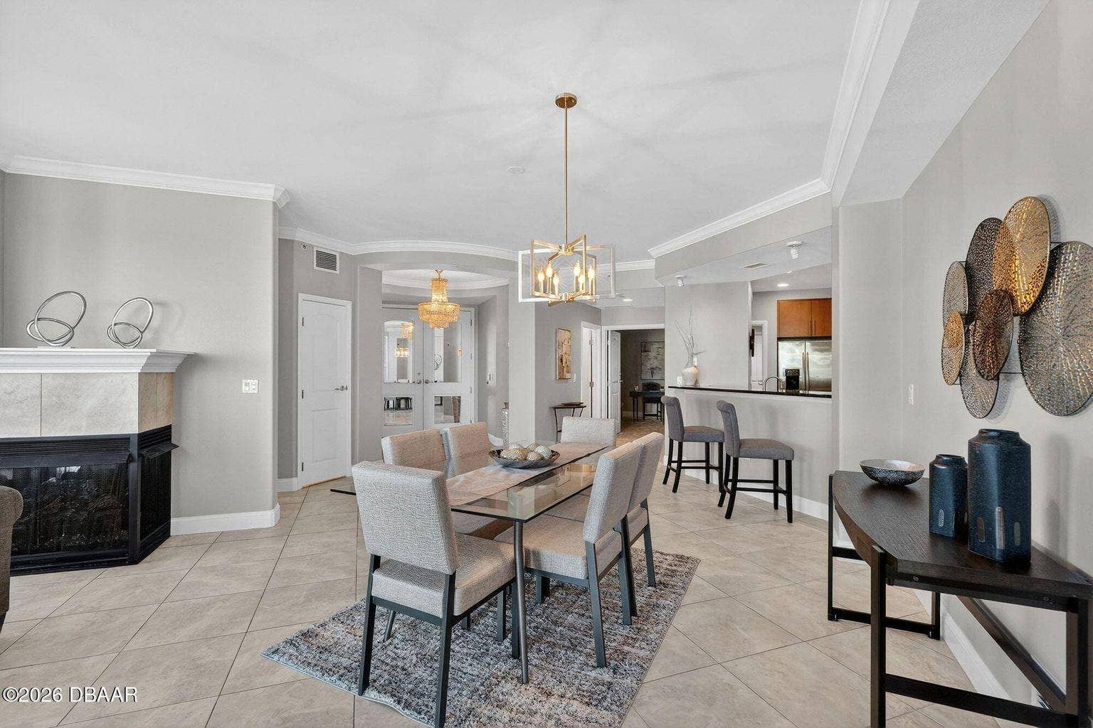 Open living and dining area