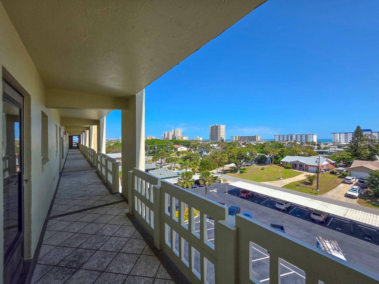 3606 S PENINSULA DRIVE, #605, Port Orange, FL 32127 Ocean views from the front door and kitchen window.