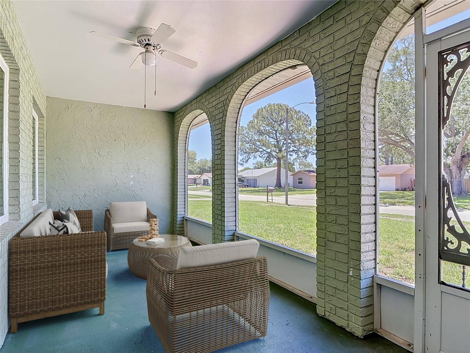 virtually staged front porch