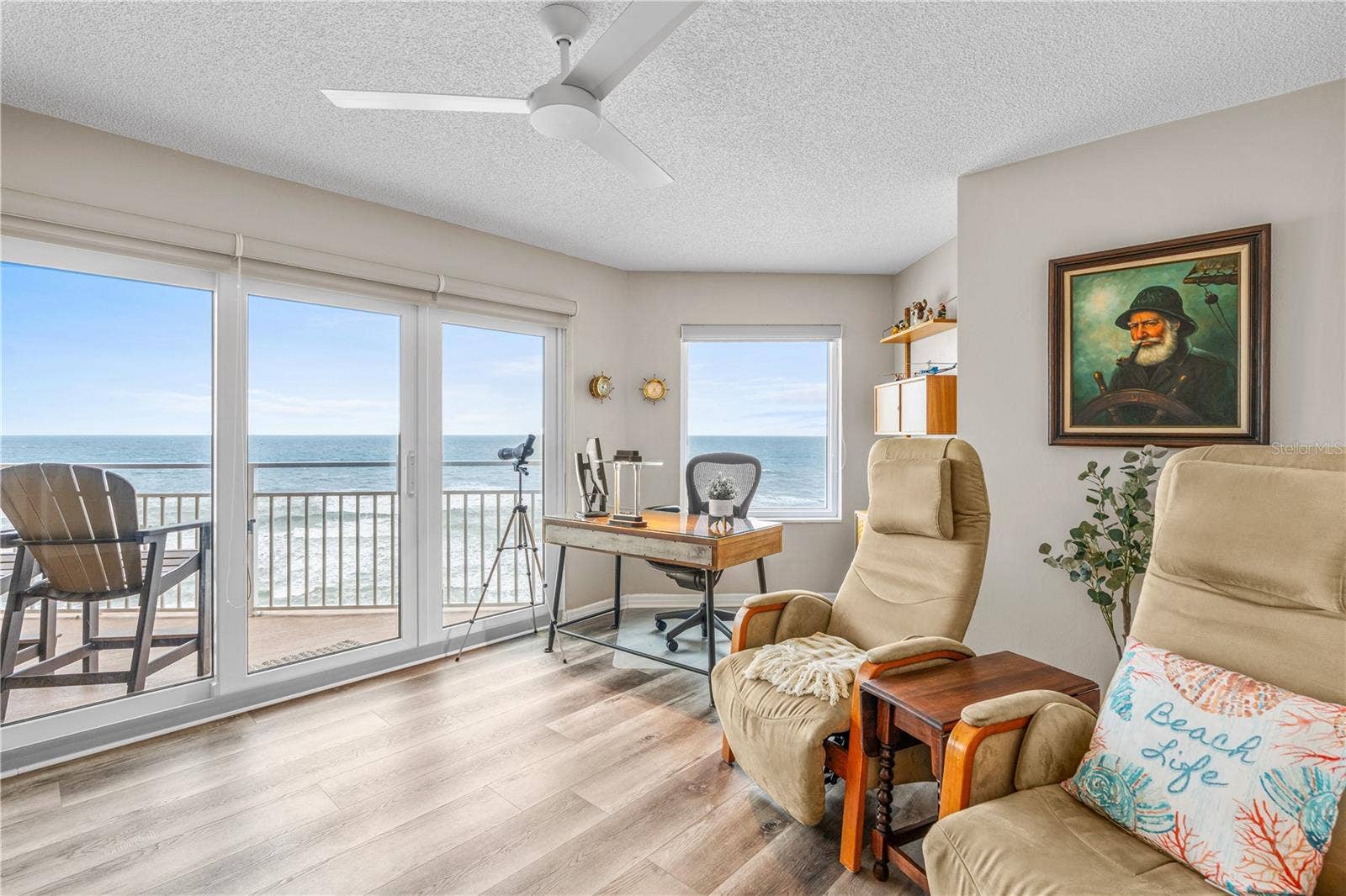 2967 S ATLANTIC AVENUE, #903, Daytona Beach Shores, FL 32118 Guest Bed 1 with Sliders to Balcony Used as Office. Teak shelving does not convey
