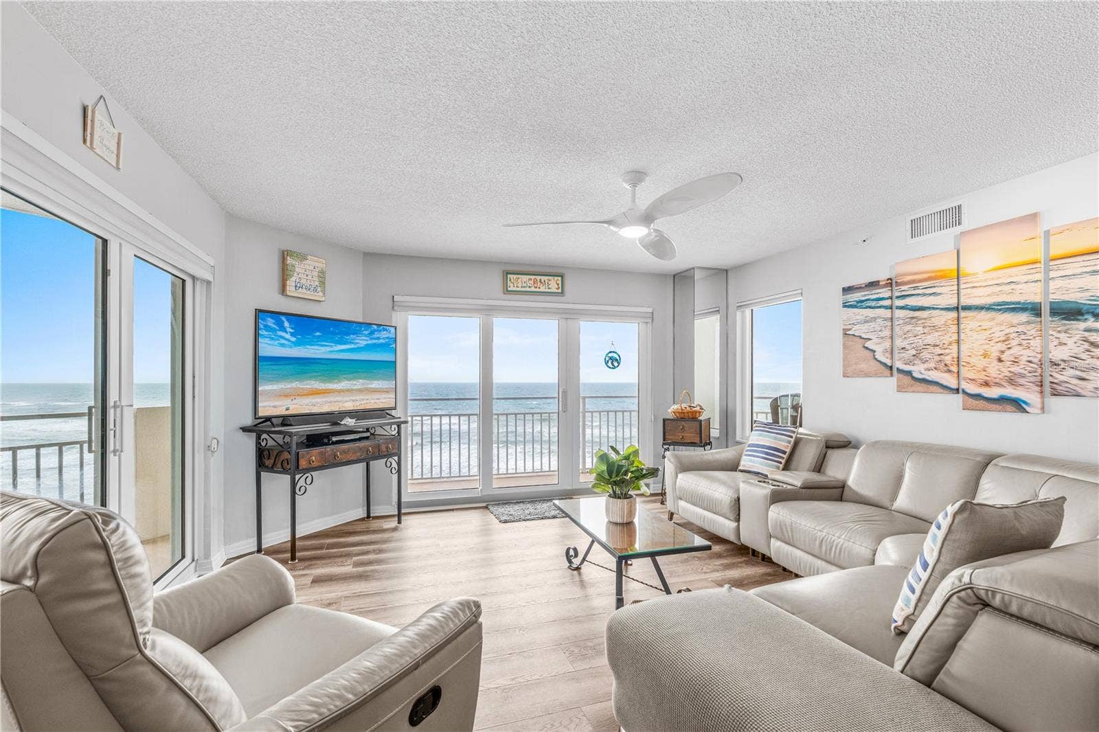 2967 S ATLANTIC AVENUE, #903, Daytona Beach Shores, FL 32118 Living with 2 Sets of Sliders NE VIEW