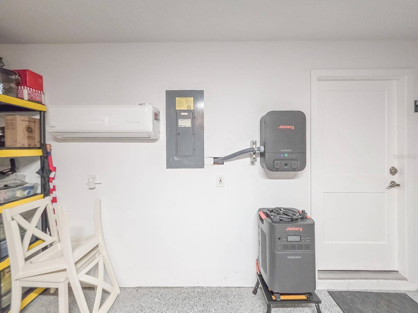Mini split to air condition the garage.  Jackery solar house generator