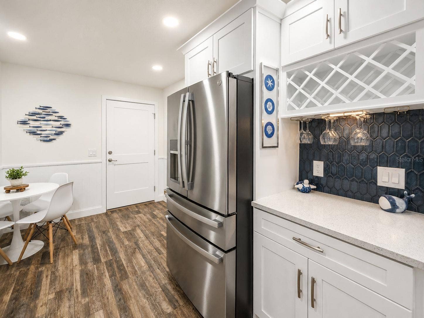 Built in wine rack and GE Profile fingerprint