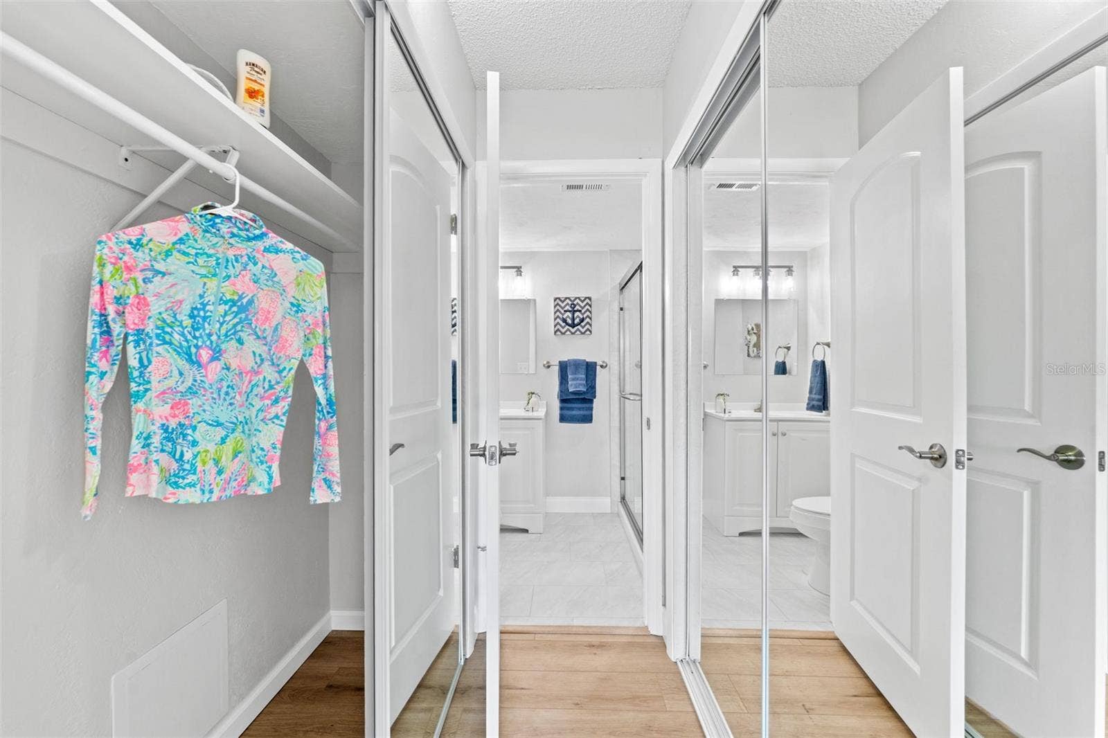 3606 S PENINSULA DRIVE, #102, Port Orange, FL 32127 Built in dual closets with new mirrored doors.