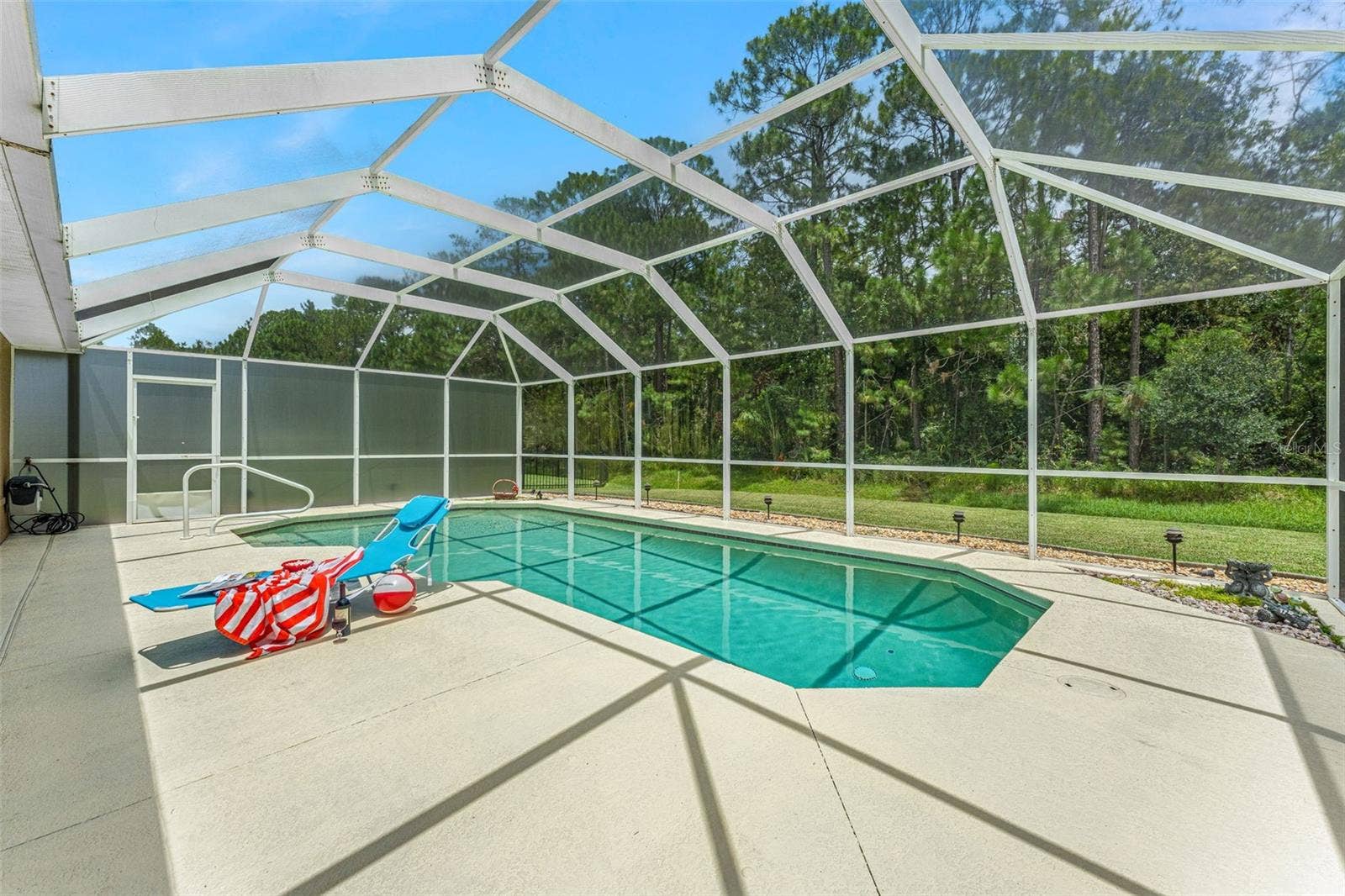 Solar heated salt water pool.