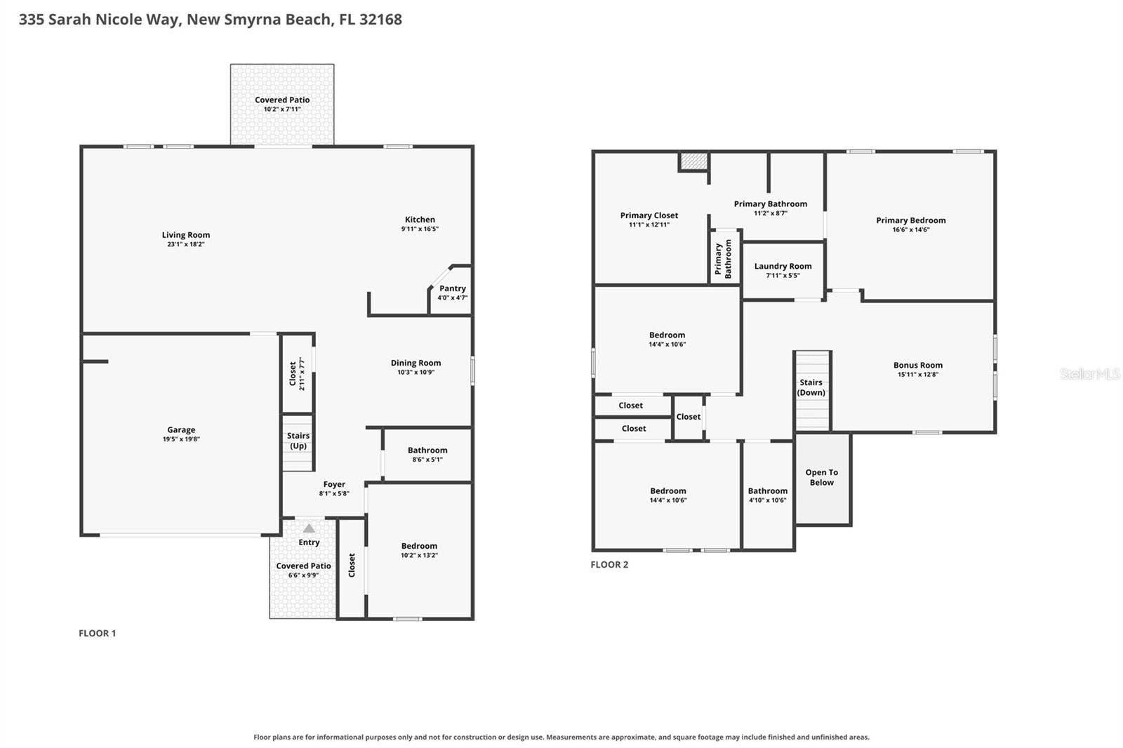 335 SARAH NICOLE WAY, New Smyrna Beach, FL 32168 Floor Plans