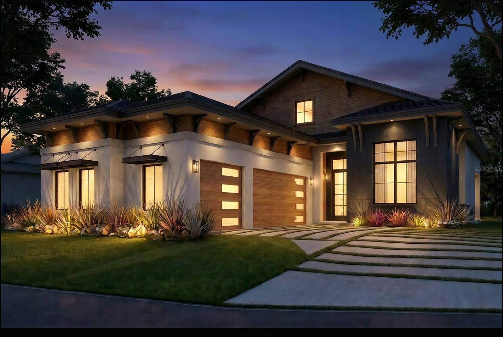 10138 CHILTERN GARDEN DRIVE, Orlando, FL 32827 Front Exterior Twilight Architectural Rendering