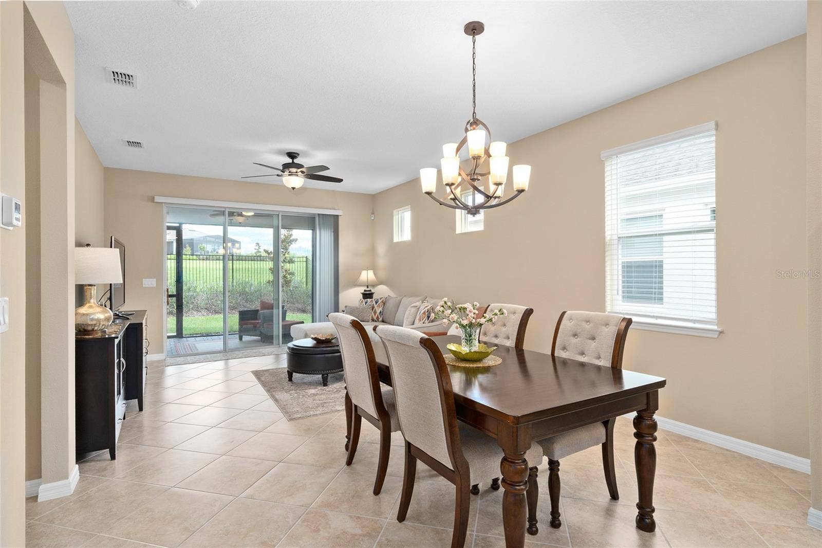 2759 PURPLE MEADOW COURT, Minneola, FL 34715 Dining Area. Please take notice that the Ceramic Tile Flooring is laid on a Diagional.