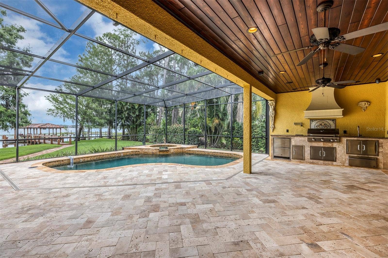 10203 TROUT ROAD, Orlando, FL 32836 Pool w/view of Lake Tibet and Summer Kitchen