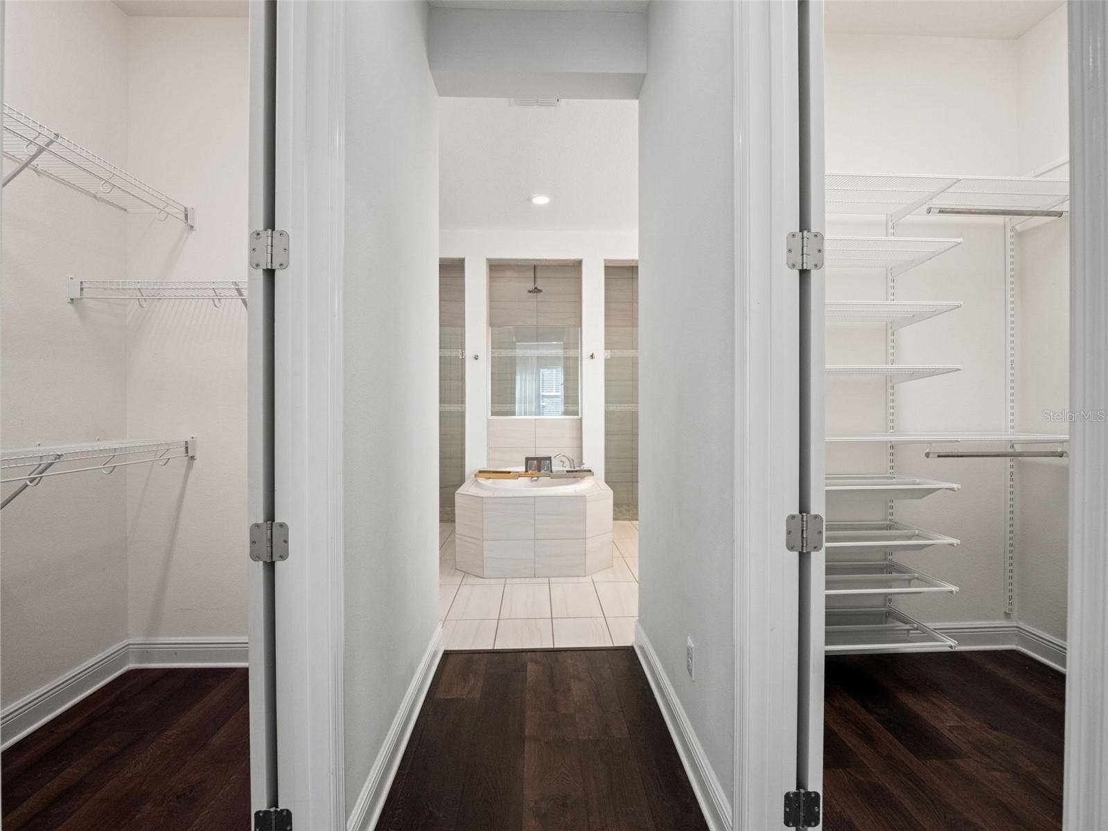 View with closets in primary