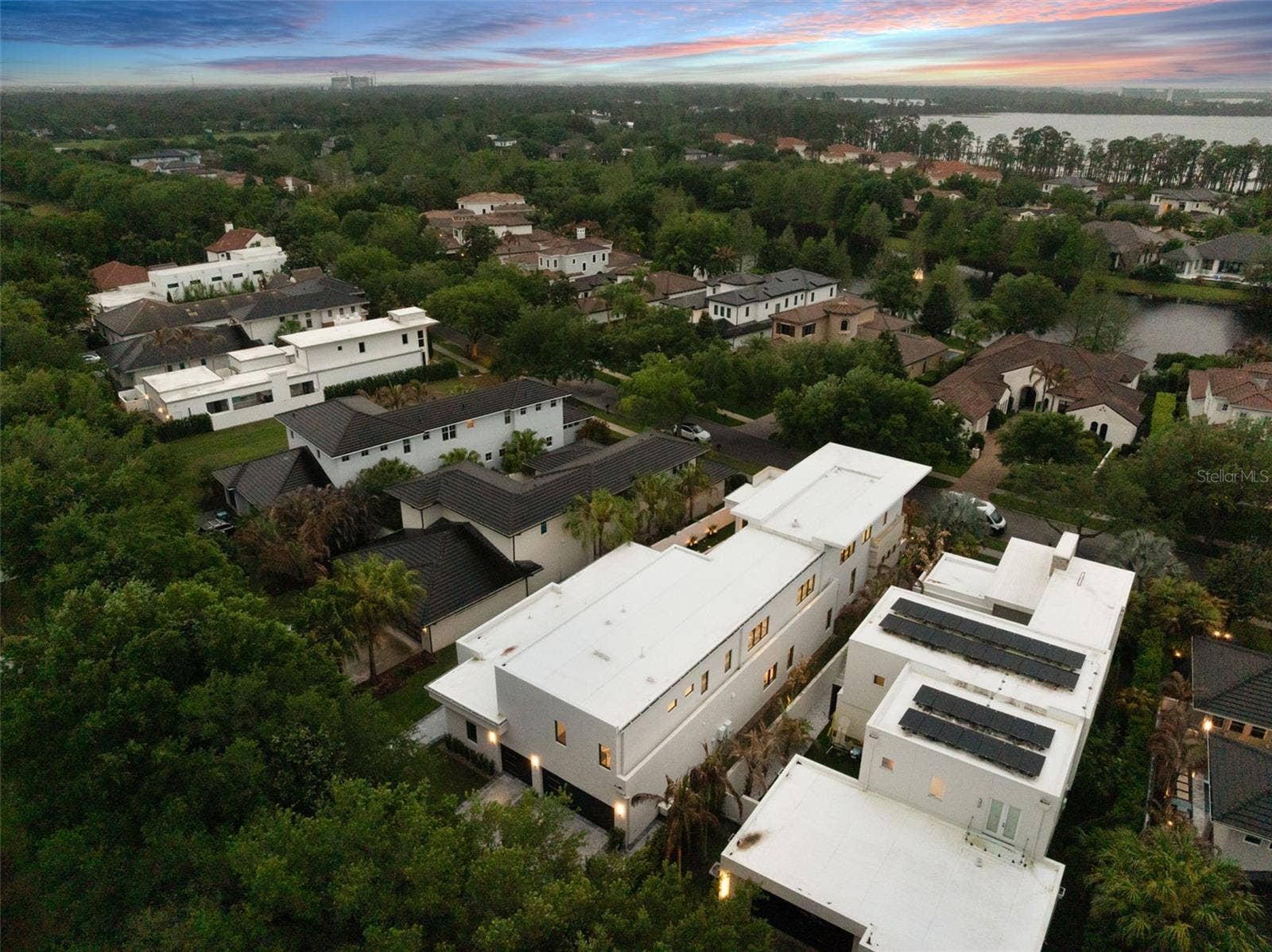 8643 FARTHINGTON WAY, Orlando, FL 32827 Aerial at Dusk