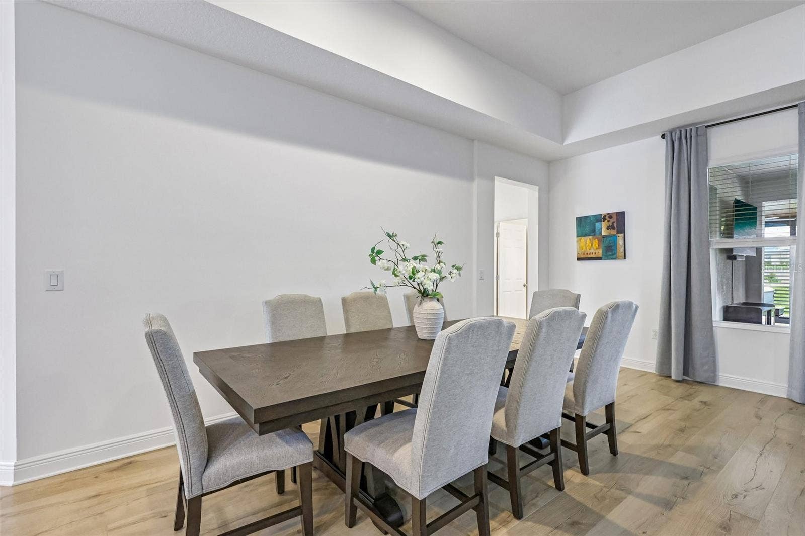 Dining area is open to the kitchen and family room.