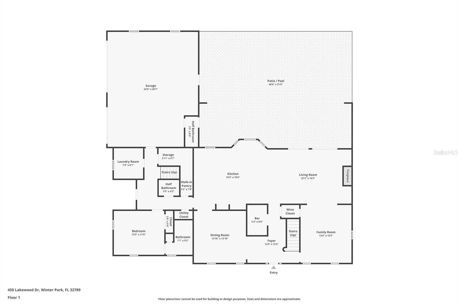 450 LAKEWOOD DRIVE, Winter Park, FL 32789 First Floor floorplan