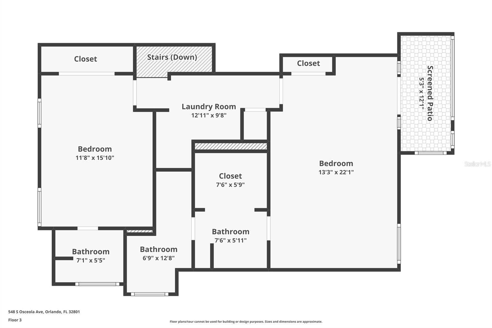 548 S OSCEOLA AVENUE, Orlando, FL 32801 floor plan floor 3