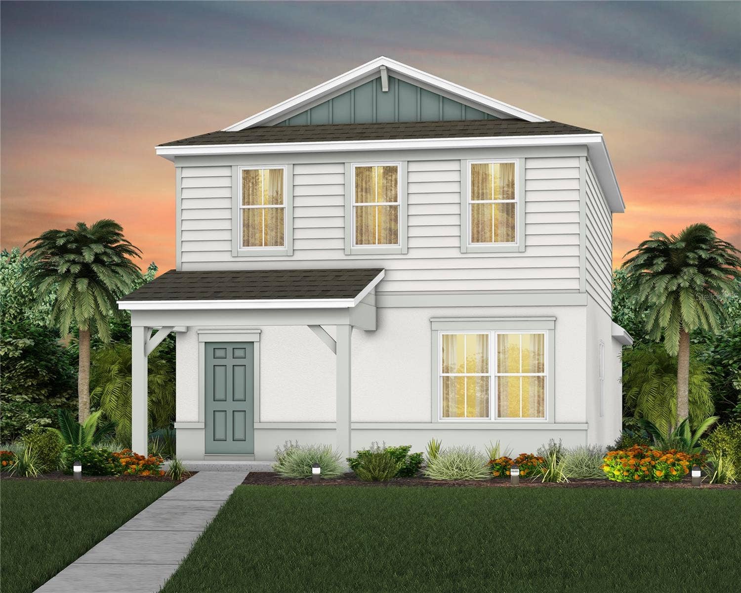 6174 WHISPERING GLEN, Winter Garden, FL 34787 Exterior Design. Artistic rendering for this new construction home. Pictures are for illustrative purposes only. Elevations, colors and options may vary.