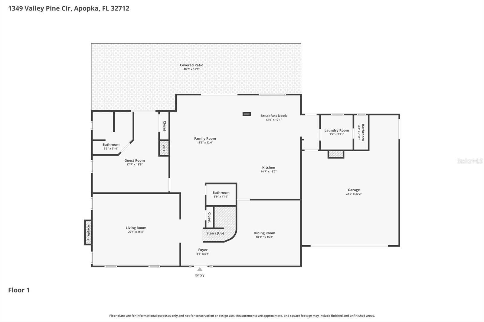 1349 VALLEY PINE CIRCLE, Apopka, FL 32712 Custom Floor Plan - first story