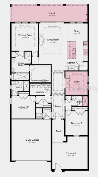 Floor Plan~ Additional Highlights Include: 8' interior doors, 10' ceilings, outdoor kitchen rough-in, extended vinyl flooring, quarts countertops and blinds.
