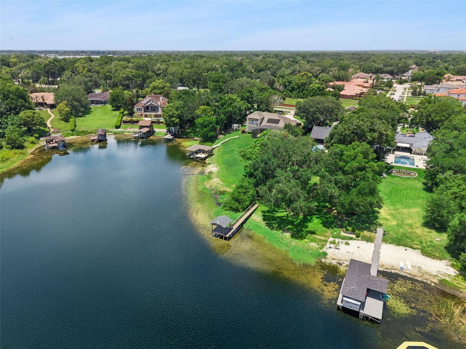 1629 HEMPEL AVENUE, Windermere, FL 34786 Neighbor converted their shoreline to a beach.