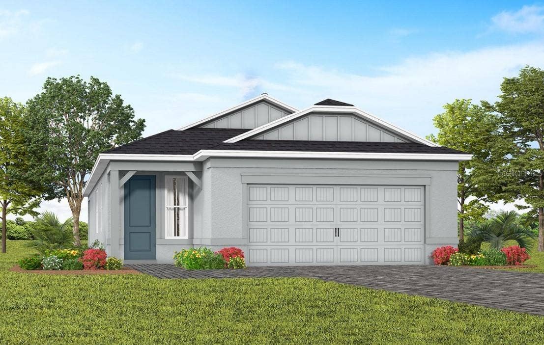 6764 SUNRISE COVE DRIVE, Clermont, FL 34714 Exterior Design. Artistic rendering for this new construction home. Pictures are for illustrative purposes only. Elevations, colors and options may vary.