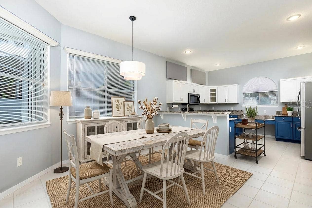 Virtually staged dining area in kitchen