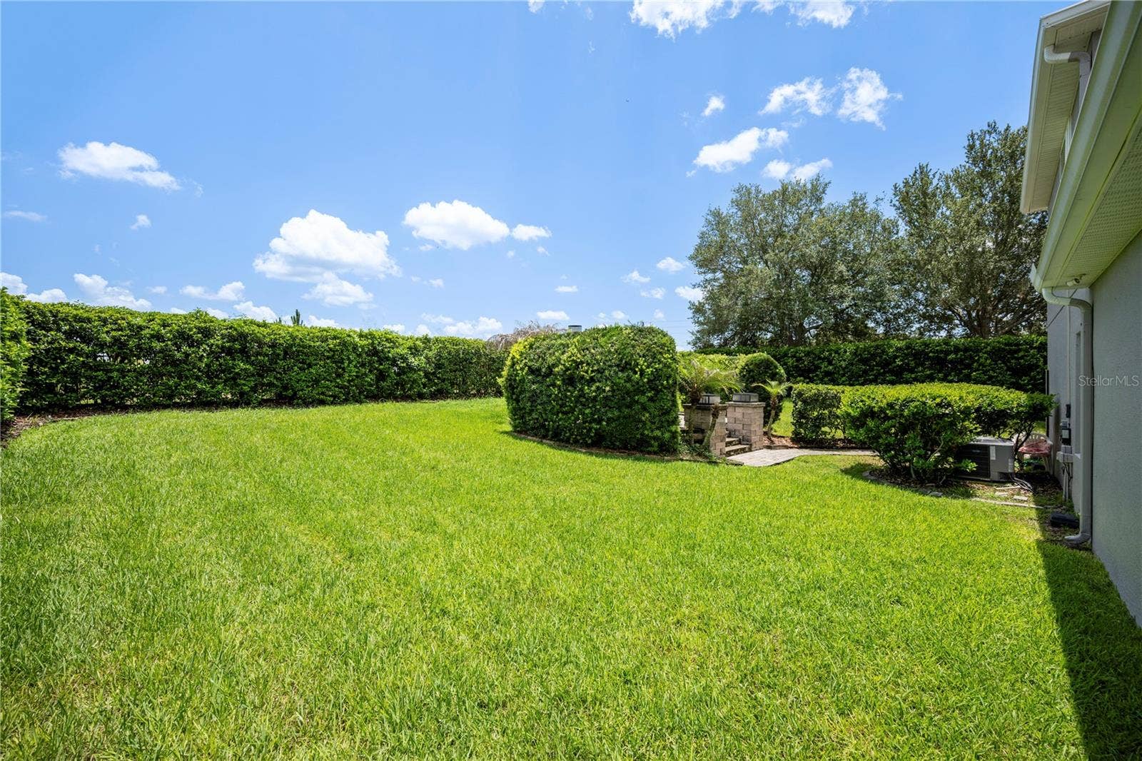 15604 GRANLUND STREET, Winter Garden, FL 34787 Mature hedges provide privacy to the fully fenced backyard.