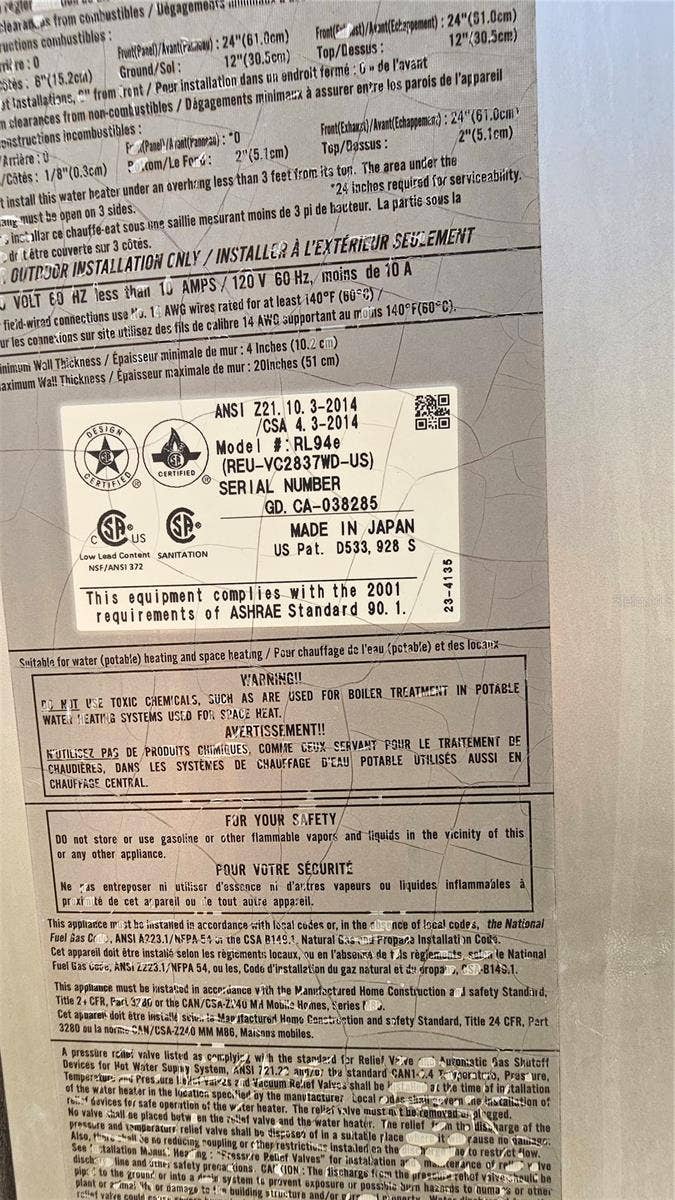 821 N EOLA DRIVE, Orlando, FL 32803 Instant On Tankless Hot Water Heater - specs