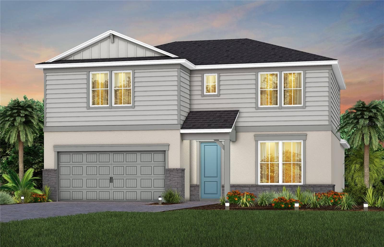 Exterior Design. Artistic rendering for this new construction home. Pictures are for illustrative purposes only. Elevations, colors and options may vary.