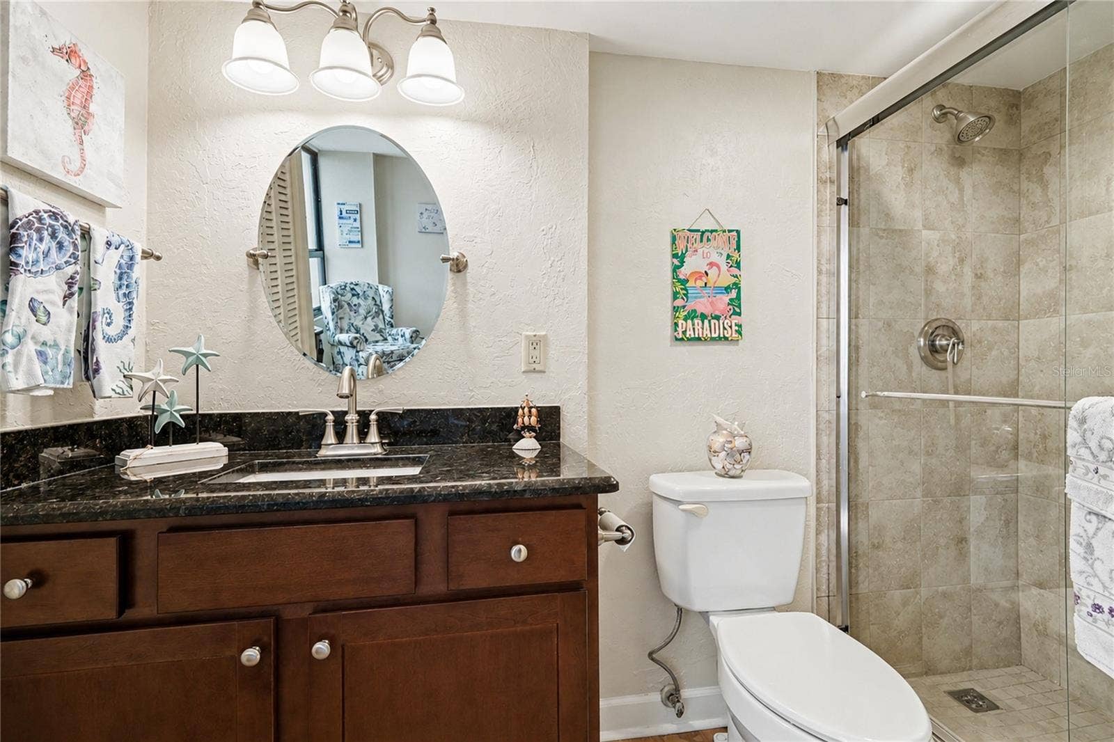 Guest suite bath with walk-in shower.