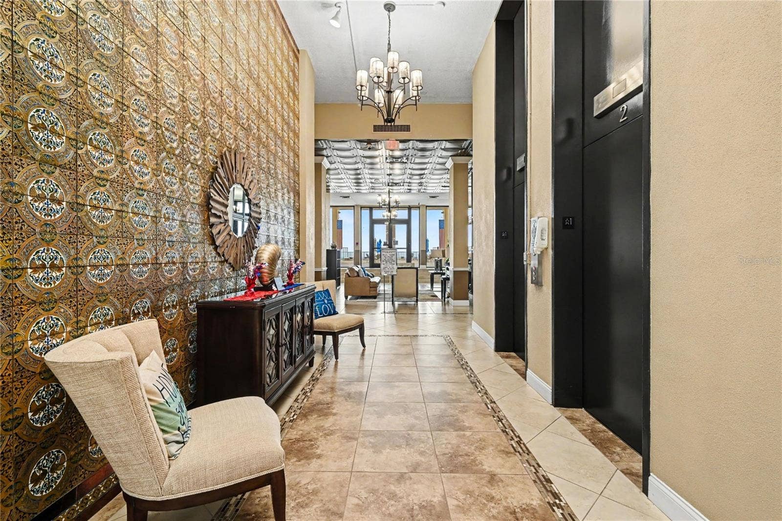 Lobby main floor Elevators.