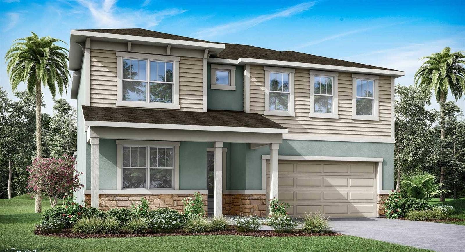 10248 CABANA STREET, Orlando, FL 32832 Meridian Parks - Olympic Floorplan - Coastal Elevation - Architect's Rendering