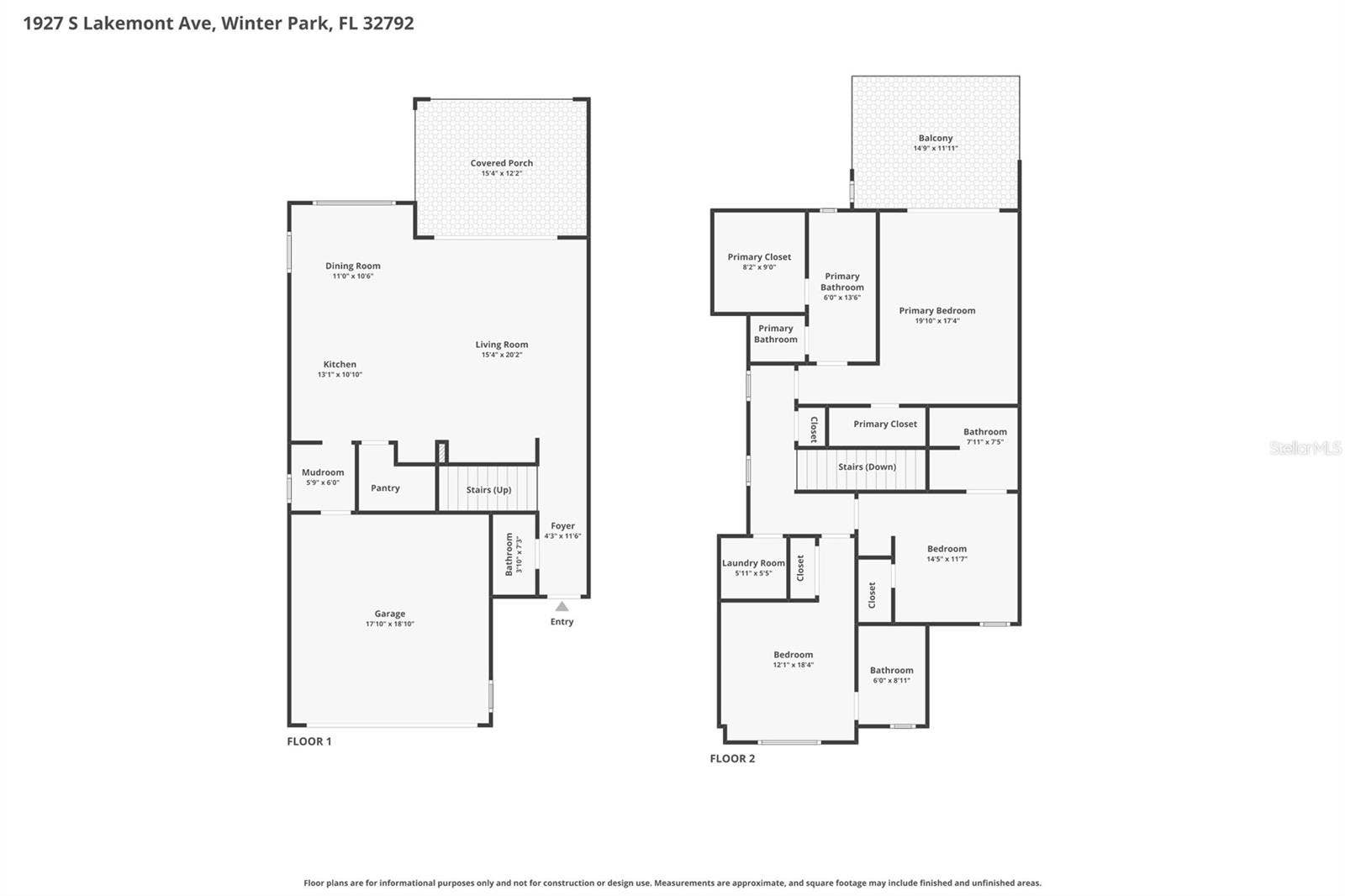 1927 S LAKEMONT AVENUE, Winter Park, FL 32792 Combined floor plan up and down