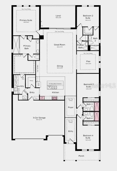 11341 BOURBON ROSE CIRCLE, Winter Garden, FL 34787 Additional Highlights include: Tray ceiling package, shower in place of tub in bath three and four, pool pre-wire, and outdoor kitchen rough-in