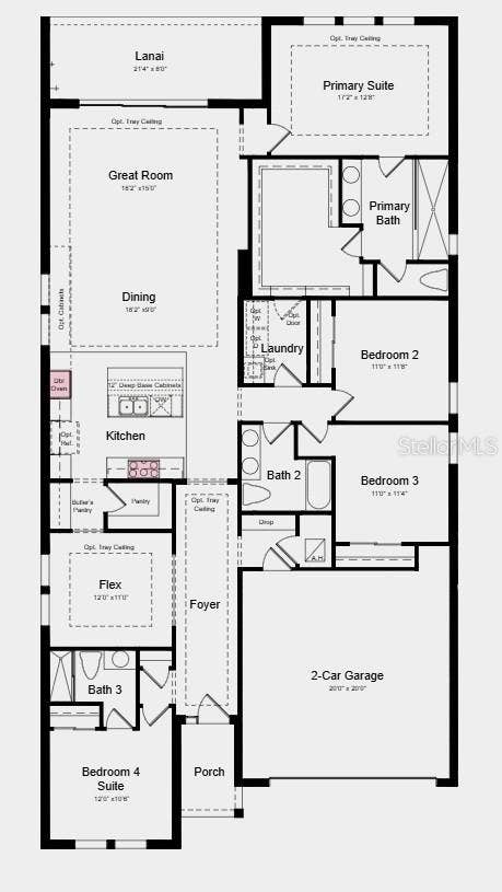19357 LOCHSIDE LANE, Mount Dora, FL 32757 Additional Highlights Include: tray ceiling pkg, 8' interior doors, interior door at primary closet to laundry room, laundry sink, extended flooring to primary suite and closet, and outdoor kitchen rough-in.