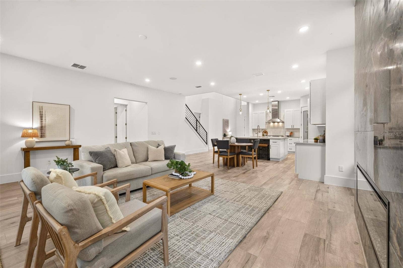 Living/dining/kitchen combo is ideal for entertaining