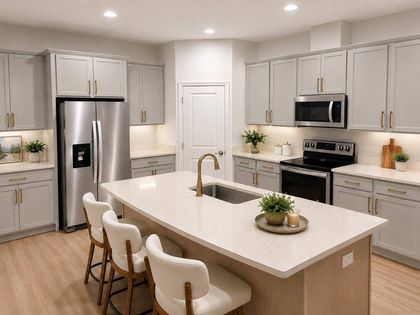 14048 LARKSPUR LAKE DRIVE, Winter Garden, FL 34787 14048 Larkspur Lake Dr - Beautifully updated kitchen with quartz countertops, expansive island, and stainless steel appliances. Virtually staged.