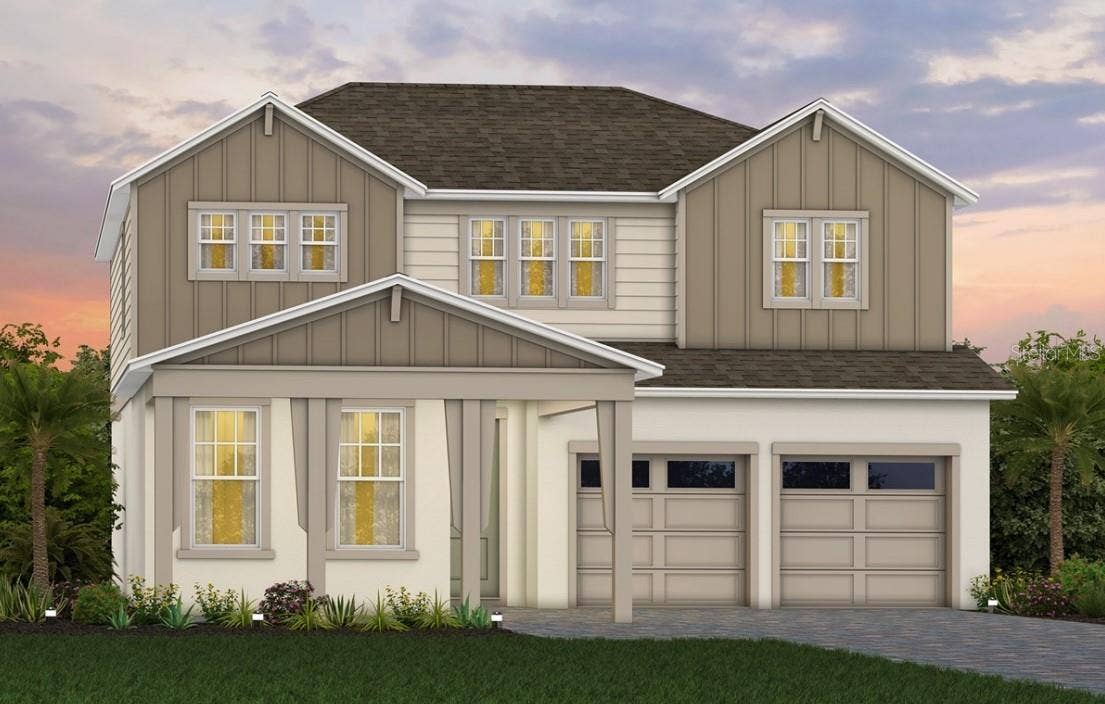 427 WINTER GROVE BOULEVARD, Winter Garden, FL 34787 Exterior Design. Artistic rendering for this new construction home. Pictures are for illustrative purposes only. Elevations, colors and options may vary.