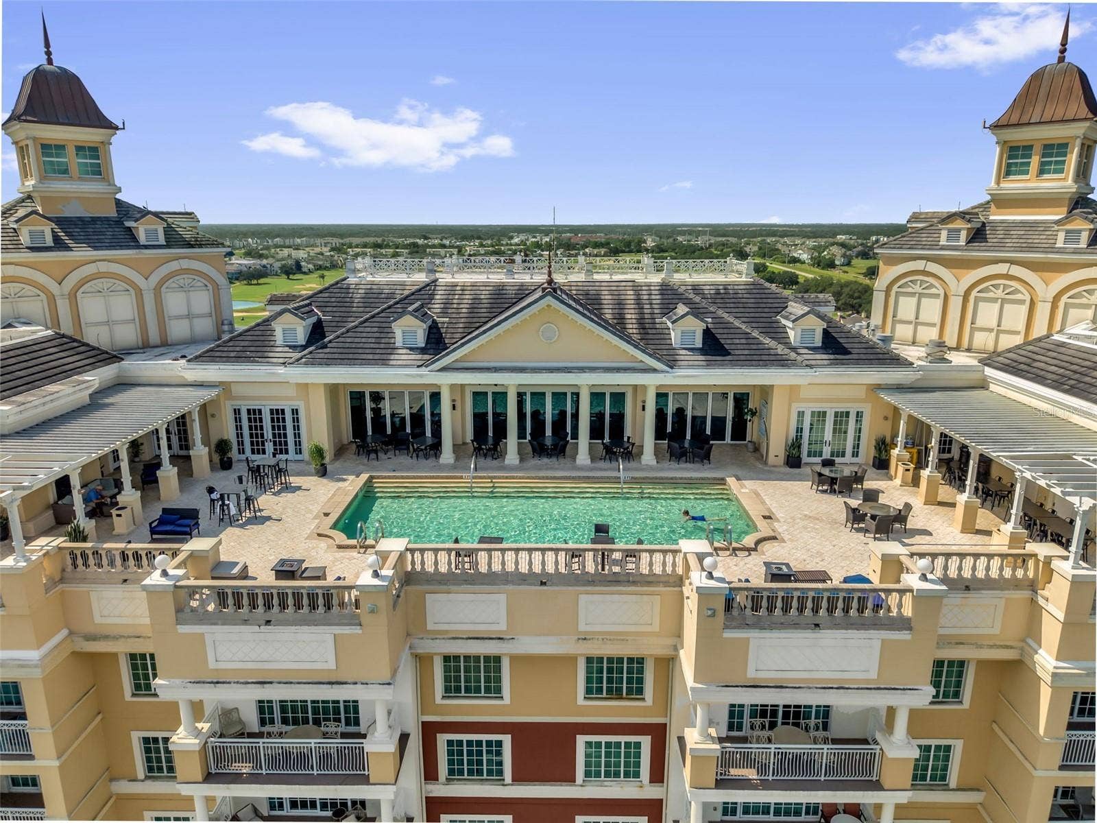 7593 GATHERING DRIVE, #707, Reunion, FL 34747 Aerial View of the Rooftop Pool Deck